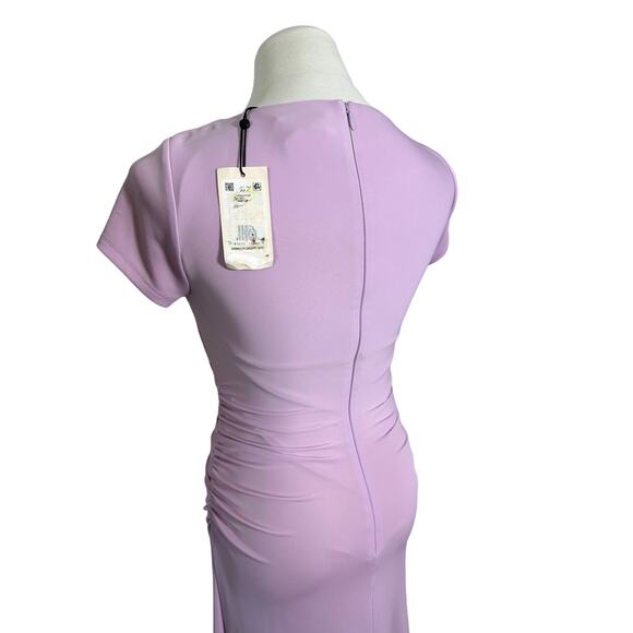 Cinq A Sept NEW Janis Square Neck Tie Front Short Sleeve Midi Dress Purple 4 - Picture 8 of 11